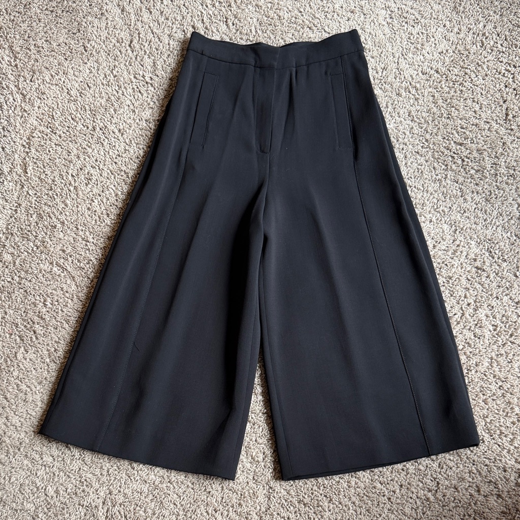 Proenza Schouler Wool Blend Wide Leg Black Cropped Trousers
